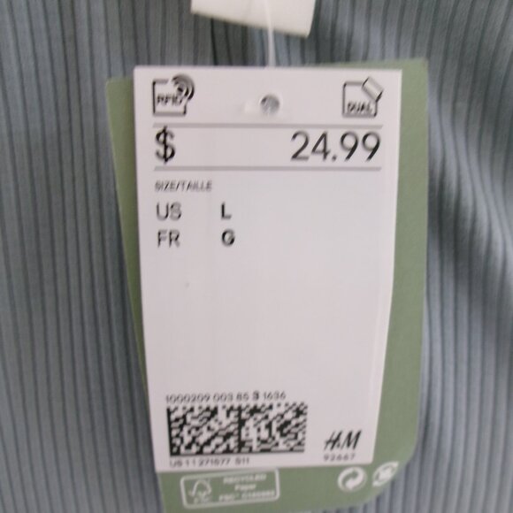 New H&M Ribbed Open Twist Back Sleeveless Midi Dress Soft Stretchy Grey Blue L - Picture 9 of 11